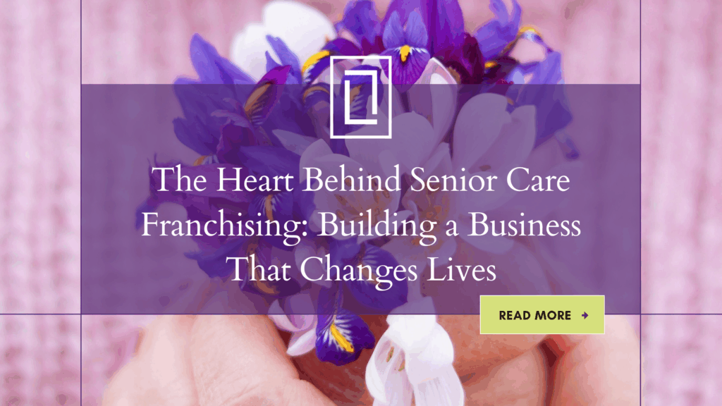 Elderly woman holding a bouquet of purple flowers